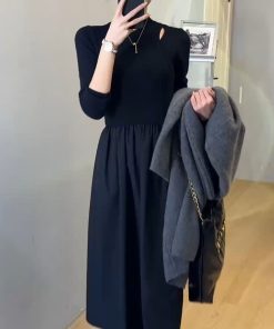 Soft Long Cardigan Sweater Set for Women - Slim Fit Dress and Knitted Cardigan Two-Piece Set, Perfect for Casual and Stylish Looks