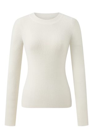 Soft Mercerized Wool Blend Long Sleeve Knitted Top for Women - Half-High Collar, Skin-Friendly, Cozy Fashion Essential