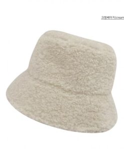 Soft Plush Milk Cap Bucket Hat - Cute Winter Accessory in Korean Style