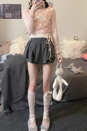 Soft Pudding Bear Ice Cream Tie-Front Cardigan - Lightweight Summer Knit for Y2K Style and Trendy Comfort