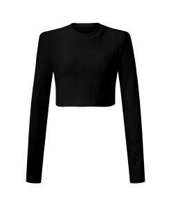 Soft Slim-Fit Cropped Long-Sleeve Top & Pants Two-Piece Set for Women - Comfortable Casual Chic Outfit