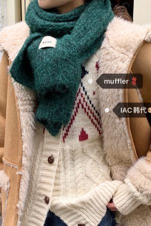 Soft Strawberry Pink Knitted Scarf for Autumn and Winter - Korean Style Cozy Accessory