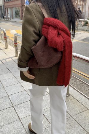 Soft Strawberry Pink Knitted Scarf for Autumn and Winter - Korean Style Cozy Accessory