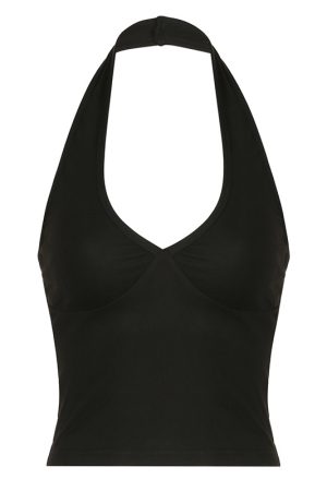 Solid Color V-Neck Halter Tank Top - 2025 Summer Casual Sportswear, Sexy Trendy Versatile Outerwear for European and American Style