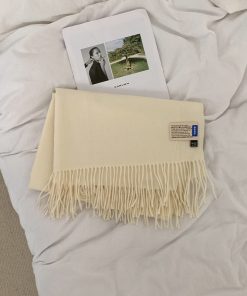 Solid Color Winter Scarf for Women - Two-in-One Imitation Cashmere Warm Shawl & Neck Warmer in Red and Blue - Versatile Fashion Accessory