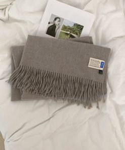 Solid Color Winter Scarf for Women - Two-in-One Imitation Cashmere Warm Shawl & Neck Warmer in Red and Blue - Versatile Fashion Accessory