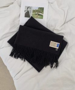 Solid Color Winter Scarf for Women - Two-in-One Imitation Cashmere Warm Shawl & Neck Warmer in Red and Blue - Versatile Fashion Accessory