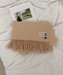 Solid Color Winter Scarf for Women - Two-in-One Imitation Cashmere Warm Shawl & Neck Warmer in Red and Blue - Versatile Fashion Accessory