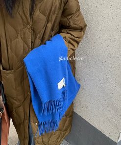 Solid Color Winter Scarf for Women - Two-in-One Imitation Cashmere Warm Shawl & Neck Warmer in Red and Blue - Versatile Fashion Accessory