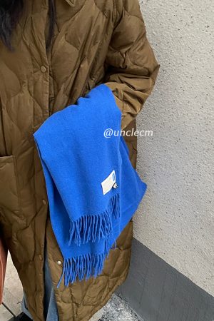 Solid Color Winter Scarf for Women - Two-in-One Imitation Cashmere Warm Shawl & Neck Warmer in Red and Blue - Versatile Fashion Accessory