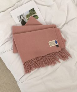 Solid Color Winter Scarf for Women - Two-in-One Imitation Cashmere Warm Shawl & Neck Warmer in Red and Blue - Versatile Fashion Accessory