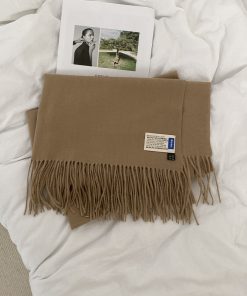 Solid Color Winter Scarf for Women - Two-in-One Imitation Cashmere Warm Shawl & Neck Warmer in Red and Blue - Versatile Fashion Accessory