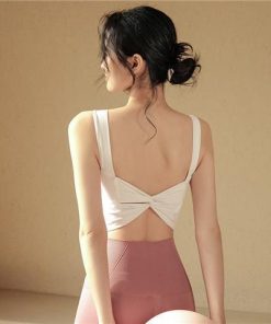 Solid Color Women's Yoga Top with Chest Pads, Camisole Style, Southeast Asian and European-American Fashion, Comfortable Activewear