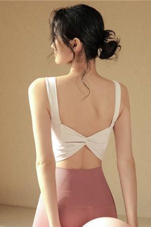 Solid Color Women's Yoga Top with Chest Pads, Camisole Style, Southeast Asian and European-American Fashion, Comfortable Activewear