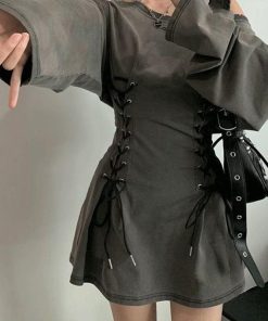 Spain Outfit Ideas Spring, Rok Outfit - Acubi Smoke Lace Up Mini Dress