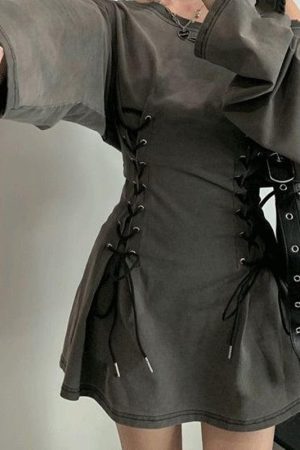 Spain Outfit Ideas Spring, Rok Outfit - Acubi Smoke Lace Up Mini Dress
