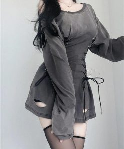 Spain Outfit Ideas Spring, Rok Outfit - Acubi Smoke Lace Up Mini Dress