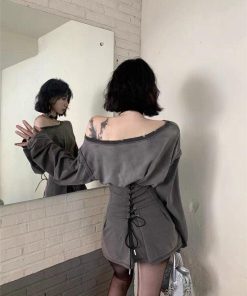 Spain Outfit Ideas Spring, Rok Outfit - Acubi Smoke Lace Up Mini Dress