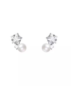 Sparkling Star Stud Earrings for Women, Light Luxury Pearl Design, 2025 High-End Fashion, Elegant Statement Jewelry