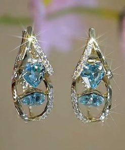 Sparkly Crystal Zircon Heart-Shaped Earrings for Women - Exquisite Compact Design, Versatile Fashion Jewelry, Perfect for Everyday Wear