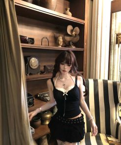 Spicy Girl Backless Camisole Top - Black Slim Fit Two-Piece Summer Style for 90s and Y2K Fashion Lovers