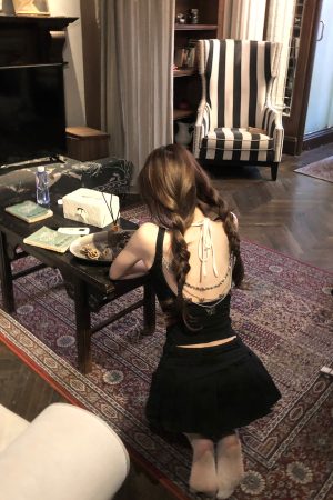 Spicy Girl Backless Camisole Top - Black Slim Fit Two-Piece Summer Style for 90s and Y2K Fashion Lovers