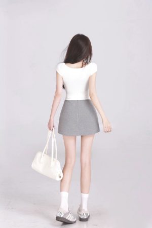 Spicy Girl Slim-Fit Camisole and Skirt Set, Short-Sleeve Dress Two-Piece Summer Outfit for Women, Y2K Style