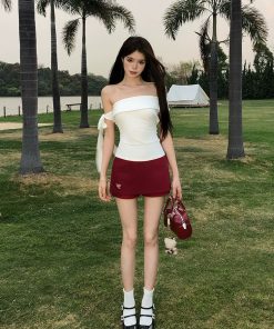 Spicy Girl Slim-Fit One-Shoulder Top & Skirt Two-Piece Set - Women's Summer Shoulder-Baring Outfit
