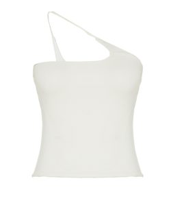 Spicy Girl Solid Color Irregular Camisole Tank Top with Diagonal Hanging Neck - Casual Basic Outerwear