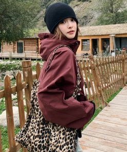 Spliced Ankara Red Hooded Windbreaker Jacket for Women, Thick Quilted Short Style for Spring and Autumn 2025, Korean Fashion