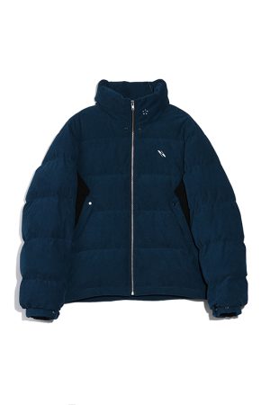 Spliced Corduroy Down Jacket - Trendy 90s-Inspired Outerwear for a Chic Look