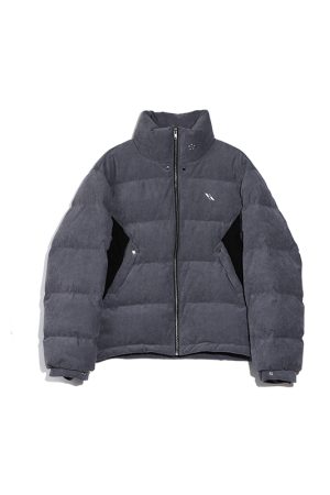 Spliced Corduroy Down Jacket - Trendy 90s-Inspired Outerwear for a Chic Look