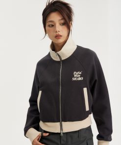 Spliced Slim Fit Jacket for Women - Retro Trendy Cardigan Top, Slimming Autumn Outerwear, Y2K Fashion Style