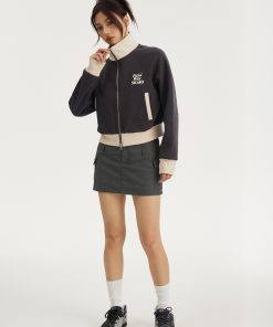 Spliced Slim Fit Jacket for Women - Retro Trendy Cardigan Top, Slimming Autumn Outerwear, Y2K Fashion Style