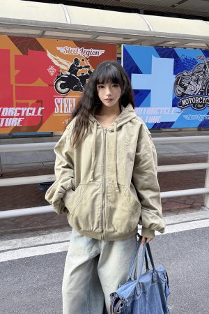 Spring Boxy Silhouette Barn Style Jacket for Women and Men, Vintage Hooded Streetwear, Casual Couple's Outerwear