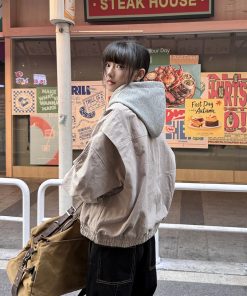 Spring Faux Two-Piece Short Jacket for Women, High-End American Design, Niche Couple Style, Trendy Layering Piece