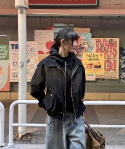 Spring Faux Two-Piece Short Jacket for Women, High-End American Design, Niche Couple Style, Trendy Layering Piece