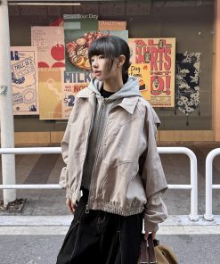 Spring Faux Two-Piece Short Jacket for Women, High-End American Design, Niche Couple Style, Trendy Layering Piece