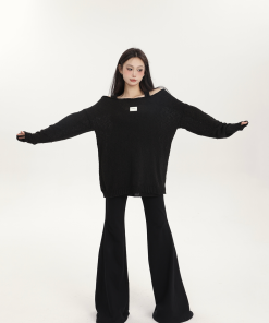 Spring One-Shoulder Sweater Vest Dress Set for Women - Slightly Sheer Minimalist Two-Piece Homewear for Comfortable Style