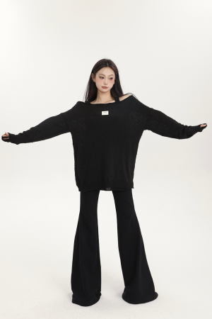 Spring One-Shoulder Sweater Vest Dress Set for Women - Slightly Sheer Minimalist Two-Piece Homewear for Comfortable Style