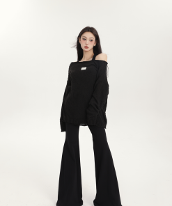 Spring One-Shoulder Sweater Vest Dress Set for Women - Slightly Sheer Minimalist Two-Piece Homewear for Comfortable Style