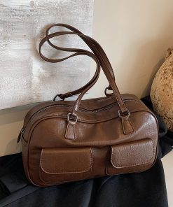 Spring Summer Retro Shoulder Bag, Versatile Handheld Boston Bag, French Underarm Bag for Women, Chic 2025 Fashion Accessory