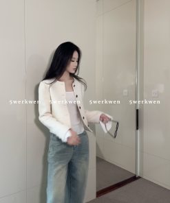 Spring Summer Square Neck Knitted Top with Slightly Flared Sleeves, Versatile Slim Fit Women's Sweater, Casual Layering Essential