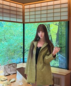 Spring-Summer Two-Piece Skirt and Shirt Set for Women, High-End Runway Style, Intelligent Beauty in Green, Chic Fashion Ensemble