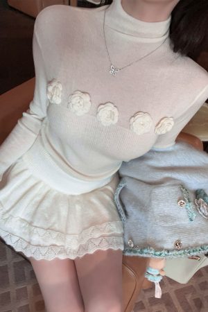 Spring White High Neck Wool Knitted Sweater Top for Women - Slim Fit Layering Essential
