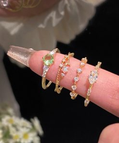 Stacked Zircon Ring for Women, Versatile Open Finger Ring, Skin Tone Enhancing, Fashionable 2025 Style, Trendy Jewelry Accessory