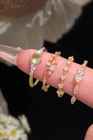 Stacked Zircon Ring for Women, Versatile Open Finger Ring, Skin Tone Enhancing, Fashionable 2025 Style, Trendy Jewelry Accessory