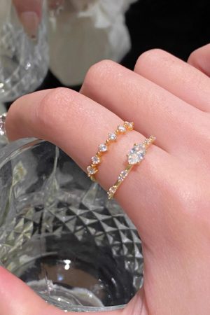 Stacked Zircon Ring for Women, Versatile Open Finger Ring, Skin Tone Enhancing, Fashionable 2025 Style, Trendy Jewelry Accessory