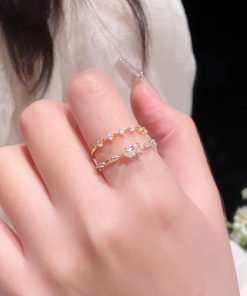 Stacked Zircon Ring for Women, Versatile Open Finger Ring, Skin Tone Enhancing, Fashionable 2025 Style, Trendy Jewelry Accessory