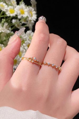 Stacked Zircon Ring for Women, Versatile Open Finger Ring, Skin Tone Enhancing, Fashionable 2025 Style, Trendy Jewelry Accessory